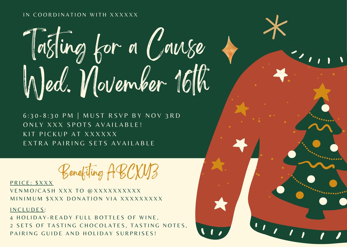 Green and Gold Handcrafted Personal Holiday Invitation